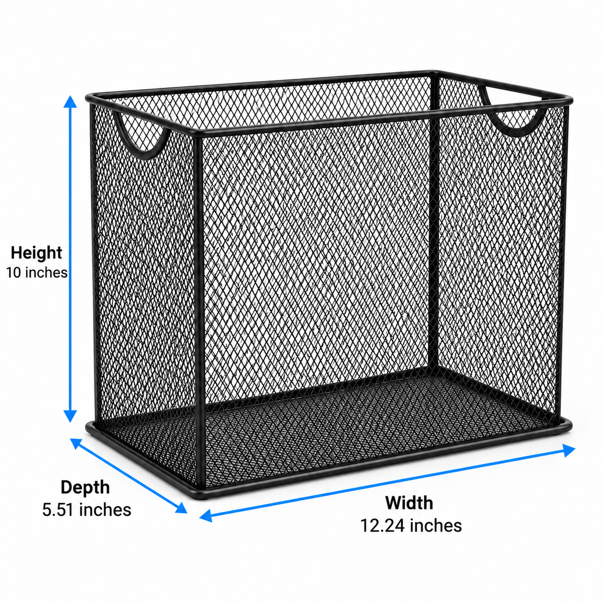 Metal Mesh File Basket - Upright Document Storage, 12.24" × 5.51" × 10"