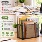 Metal Mesh File Basket - Upright Document Storage, 12.24" × 5.51" × 10"