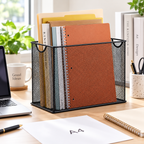 Metal Mesh File Basket - Upright Document Storage, 12.24" × 5.51" × 10"