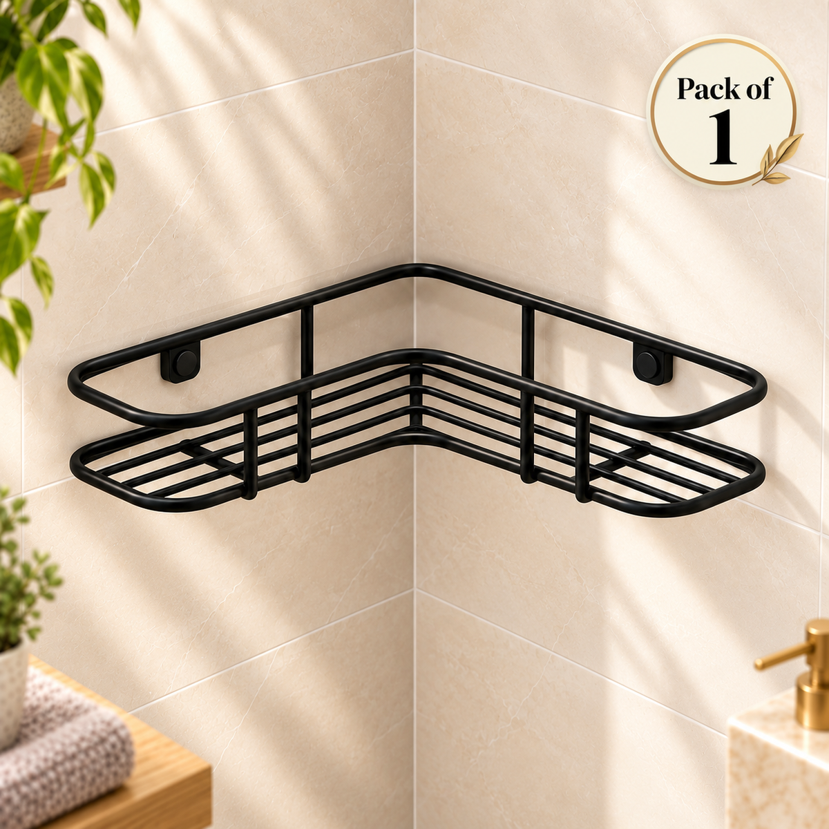 Bathroom Corner Shelf (Pack of 2) - Wall Mounted, , 9" x 9" x 2"