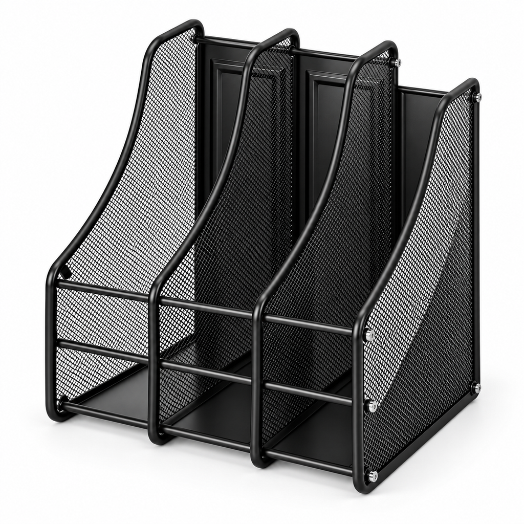 Metal Mesh File Rack - Four Upright Sections, 7.87" × 3.94" × 3.94"
