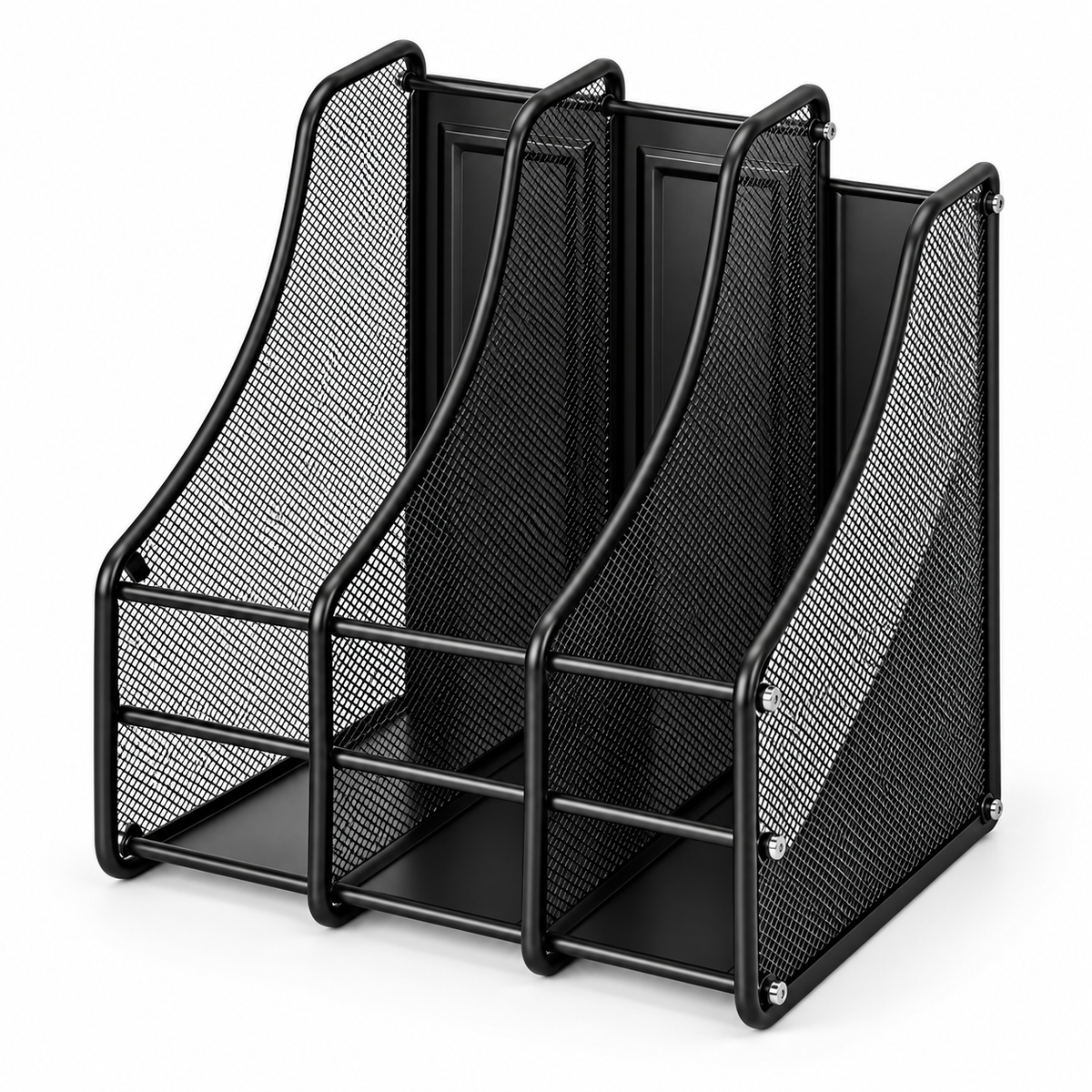 Metal Mesh File Rack - Four Upright Sections, 7.87" × 3.94" × 3.94"