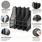Metal Mesh File Rack - Four Upright Sections, 7.87" × 3.94" × 3.94"