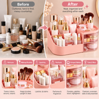 6 Grid Cosmetics Organizer with 2 Drawers - 10" x 5" x 4"