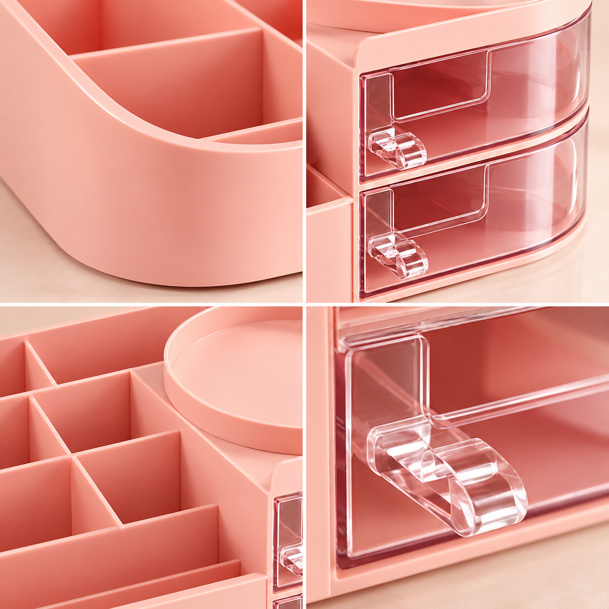 6 Grid Cosmetics Organizer with 2 Drawers - 10" x 5" x 4"