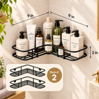 Bathroom Corner Shelf (Pack of 2) - Wall Mounted, , 9" x 9" x 2"