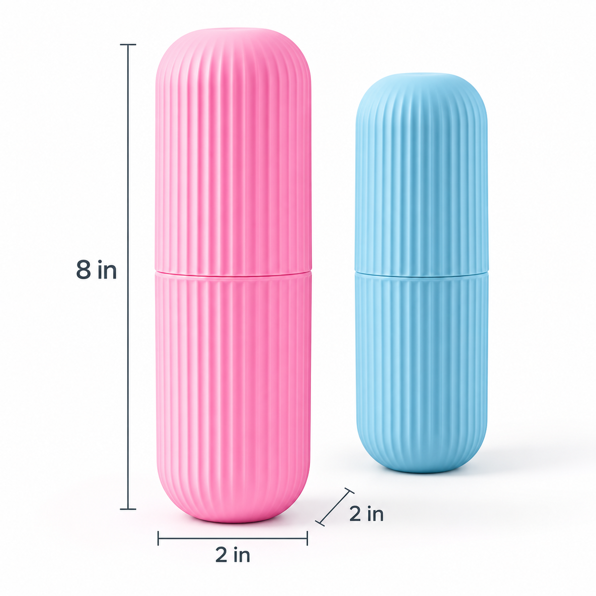 Portable Travel Plastic Toothbrush Holder (Pack of 2) - Pink & Blue,  8" x 8" x 2"