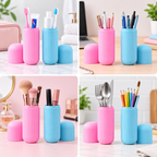 Portable Travel Plastic Toothbrush Holder (Pack of 2) - Pink & Blue,  8" x 8" x 2"