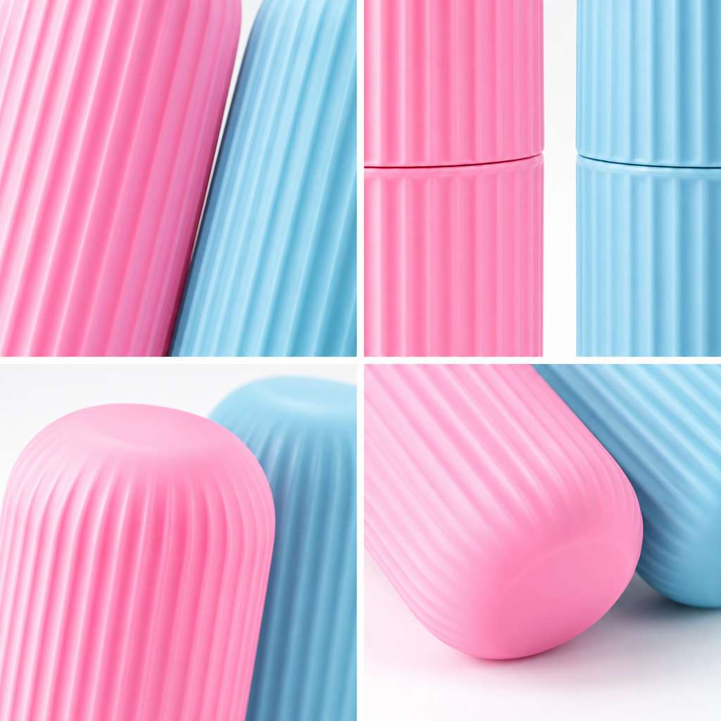 Portable Travel Plastic Toothbrush Holder (Pack of 2) - Pink & Blue,  8" x 8" x 2"