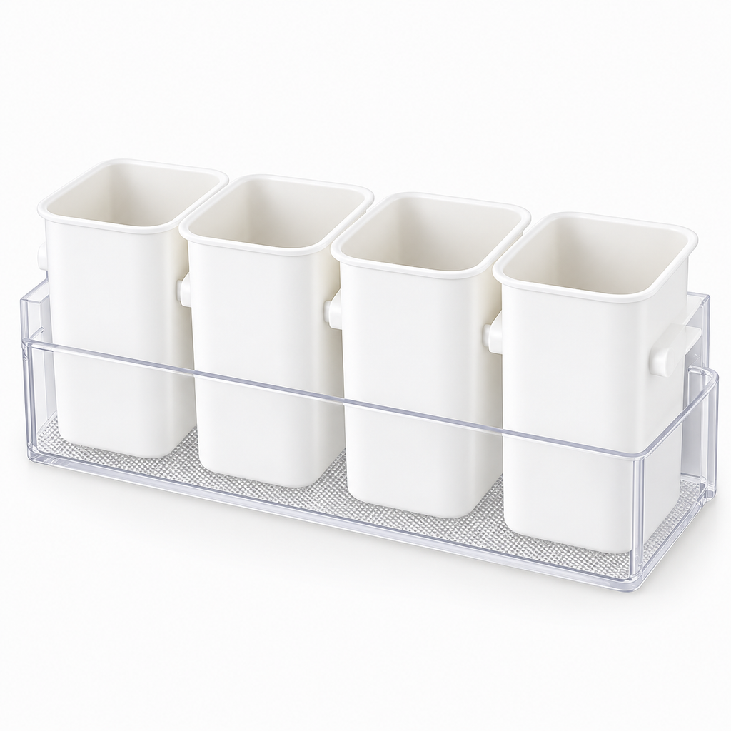 Detachable Refrigerator Organiser (Pack of 4) - Hanging Storage Containers, 4.53" × 3.54" × 2.76"