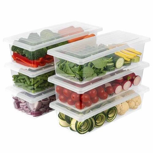 Plastic Fridge Storage Container - Pack Of 6, 10.5" x 4.5" x 2.5"