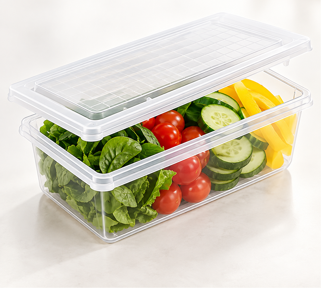 Plastic Fridge Storage Container - Pack Of 6, 10.5" x 4.5" x 2.5"