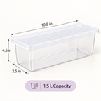 Plastic Fridge Storage Container - Pack Of 6, 10.5" x 4.5" x 2.5"