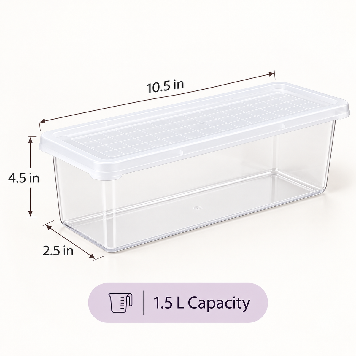 Plastic Fridge Storage Container - Pack Of 6, 10.5" x 4.5" x 2.5"