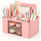 6 Compartment Plastic Desk Organizer - Transparent Drawer, 7.5" × 5.5" × 4"