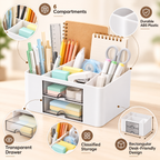 6 Compartment Plastic Desk Organizer - Transparent Drawer, 7.5" × 5.5" × 4"