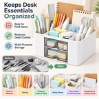 6 Compartment Plastic Desk Organizer - Transparent Drawer, 7.5" × 5.5" × 4"