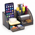 7-Compartment Desk Organizer with Pen Holder and Drawer – 7.8" x 4" x 4"