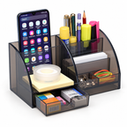 7-Compartment Desk Organizer with Pen Holder and Drawer – 7.8" x 4" x 4"