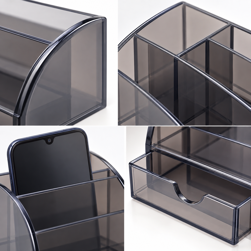7-Compartment Desk Organizer with Pen Holder and Drawer – 7.8" x 4" x 4"