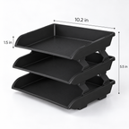 3-Tier File Tray Organizer – Foldable Desktop Document & Paper Holder, 10.2" x 5.5" x 1.5"