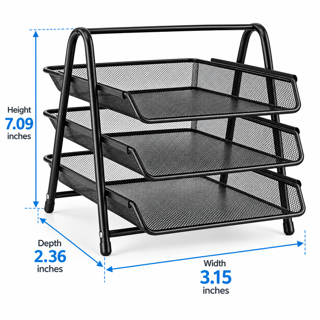 Four-Tier Document Tray - Sliding Paper Storage, 3.15" × 2.36" × 7.09"