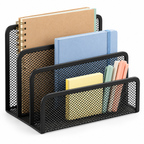 Metal Mesh Desk Organiser - Three Storage Slots, 6.89" × 5 " × 3.50"