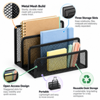 Metal Mesh Desk Organiser - Three Storage Slots, 6.89" × 5 " × 3.50"