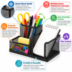 Metal Mesh Desk Organiser - Stationery Storage, 4.09" × 8.03" × 3.54"