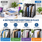 Metal Mesh File Rack - Four Upright Sections, 7.87" × 3.94" × 3.94"