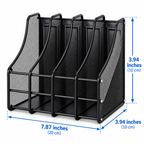 Metal Mesh File Rack - Four Upright Sections, 7.87" × 3.94" × 3.94"