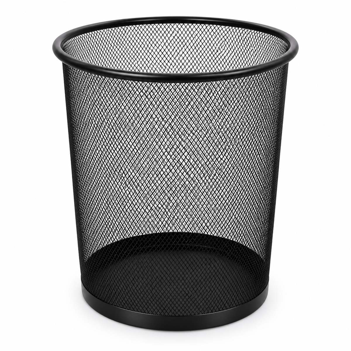 Metal Mesh Round Dustbin - Open-Top Waste Storage,  7.48" × 12.80" × 10.43"