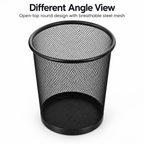 Metal Mesh Round Dustbin - Open-Top Waste Storage,  7.48" × 12.80" × 10.43"