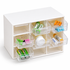 Nine-Drawer Storage Box - Clear Removable Drawers, 7.48" × 12.80" × 10.43"