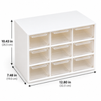 Nine-Drawer Storage Box - Clear Removable Drawers, 7.48" × 12.80" × 10.43"