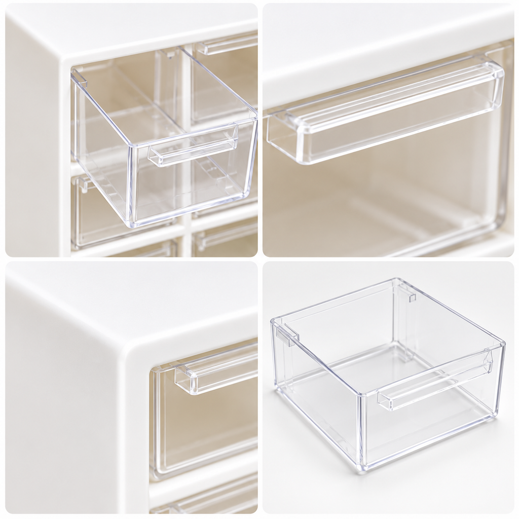 Nine-Drawer Storage Box - Clear Removable Drawers, 7.48" × 12.80" × 10.43"