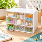 Nine-Drawer Storage Box - Clear Removable Drawers, 7.48" × 12.80" × 10.43"