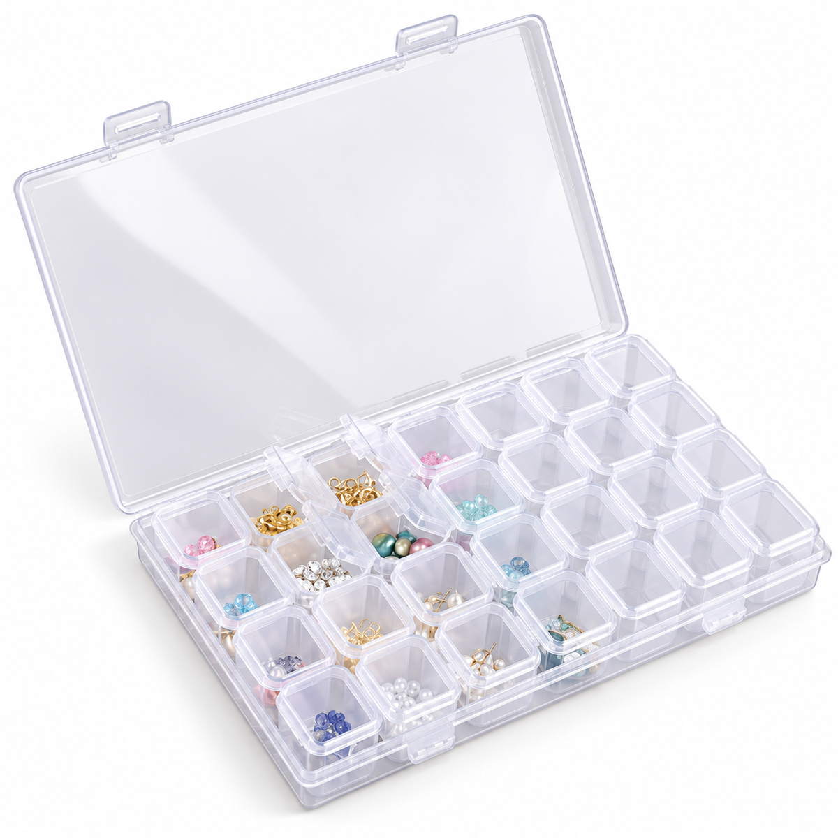 Twenty-Eight-Grid Jewellery Box - Clear Detachable Storage, 3.15" × 1.57" × 3.94"