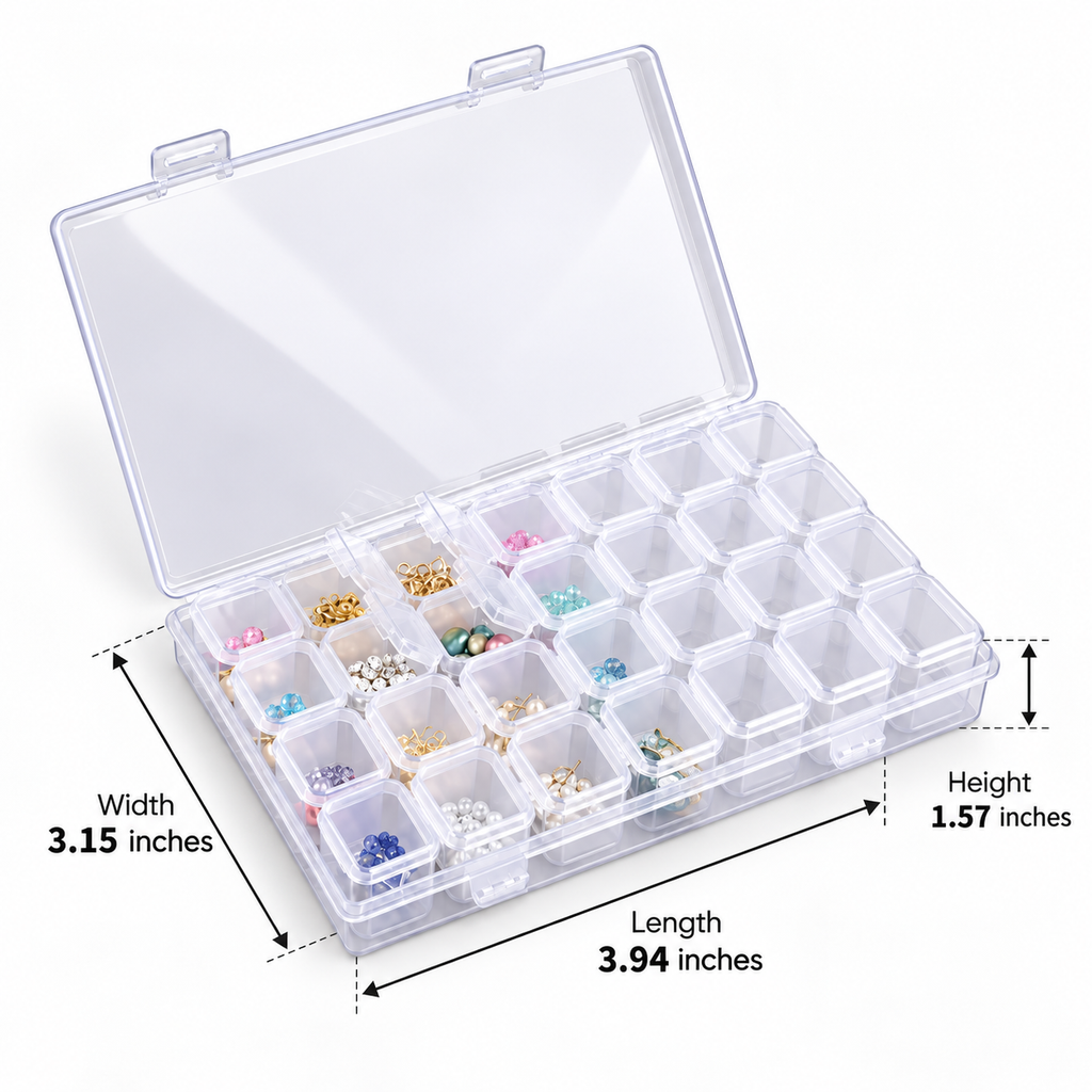 Twenty-Eight-Grid Jewellery Box - Clear Detachable Storage, 3.15" × 1.57" × 3.94"