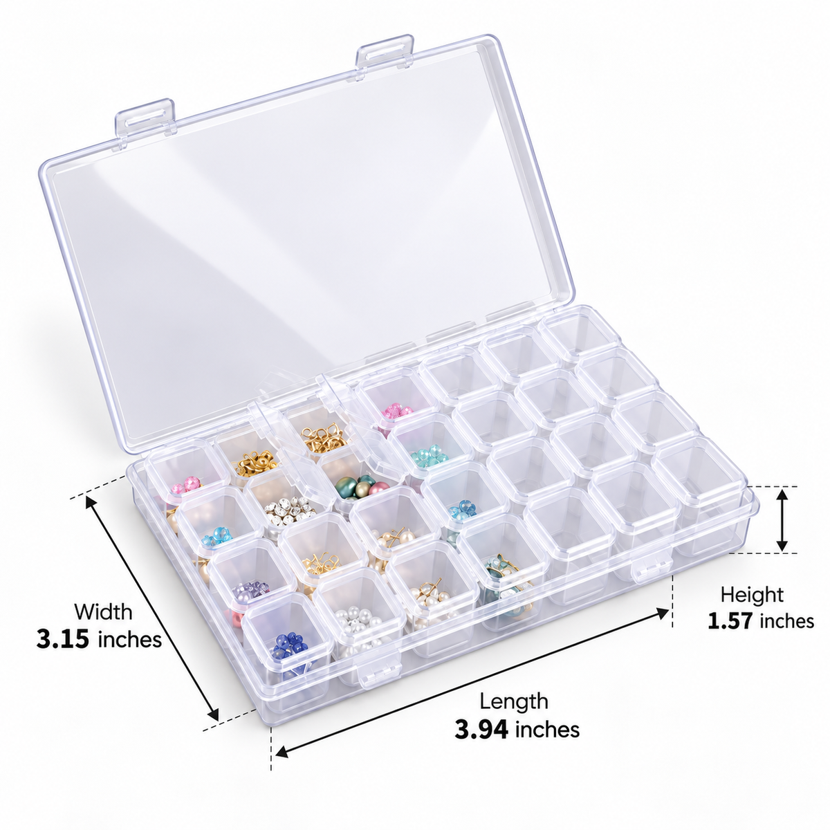 Twenty-Eight-Grid Jewellery Box - Clear Detachable Storage, 3.15" × 1.57" × 3.94"