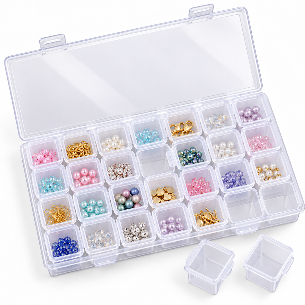 Twenty-Eight-Grid Jewellery Box - Clear Detachable Storage, 3.15" × 1.57" × 3.94"