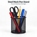 Steel Mesh Pen Stand - Round Desktop Storage, 3.50" × 3.50" × 3.74"