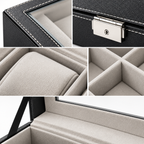 Watch and Glasses Storage Box - Separate Accessory Compartments, 12.99" × 7.87" × 3.15"