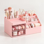 5 Compartments Cosmetics Organizer With 2 Drawers - Plastic, 10" x 6" x 4"
