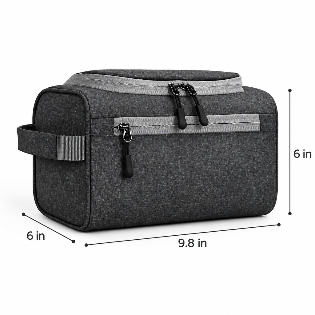 Large Toiletry Organizer Dopp Kit Washbag - Waterproof, 9.8" x 6 "x 6"