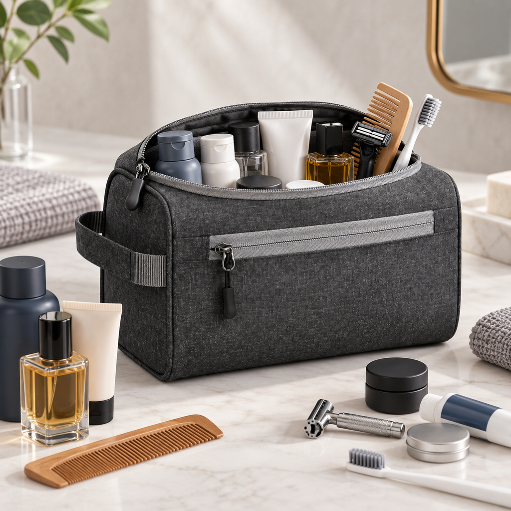 Large Toiletry Organizer Dopp Kit Washbag - Waterproof, 9.8" x 6 "x 6"