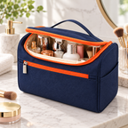 Canvas Cosmetic Travel Bag -  Waterproof,  9.8" x 6" x 6"