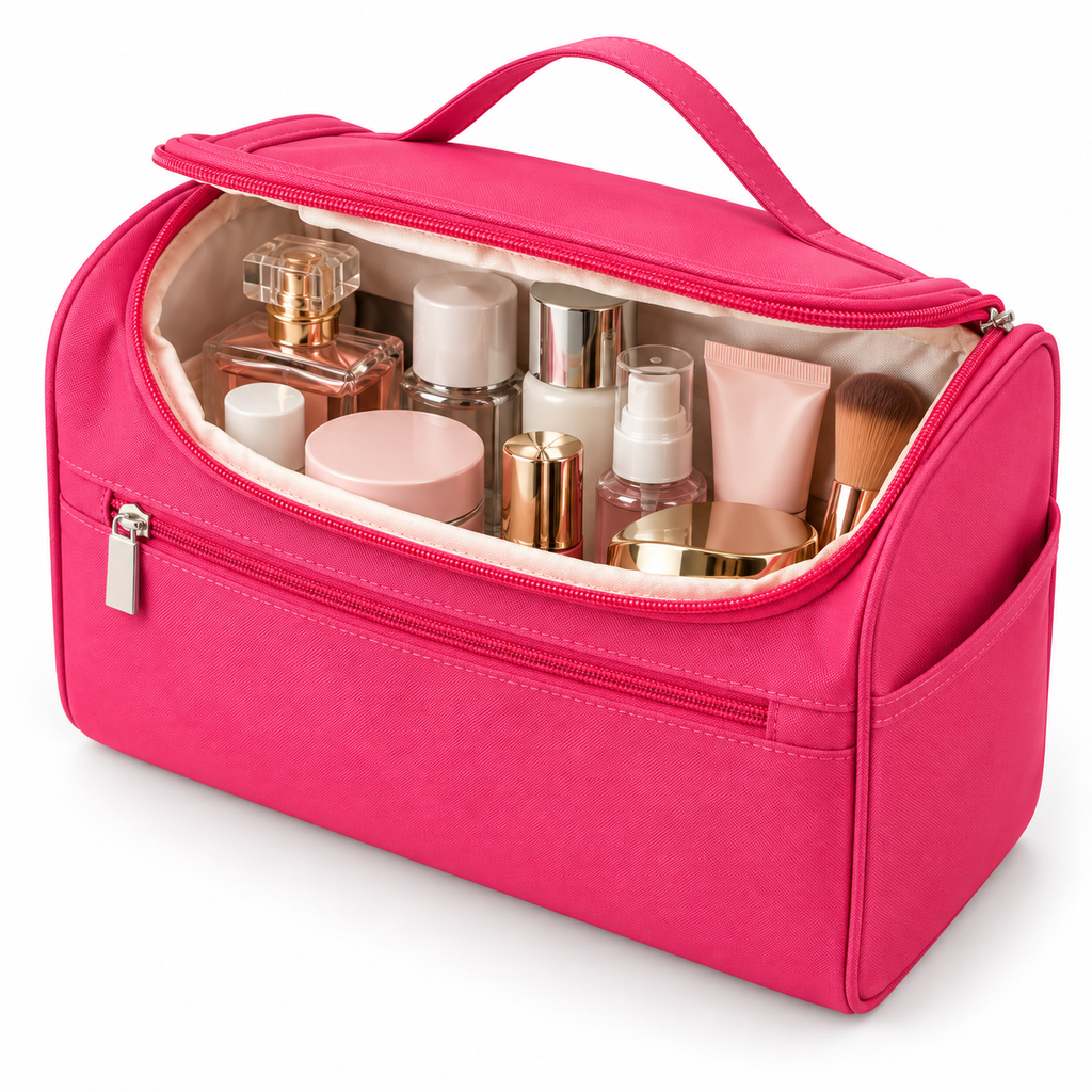 Canvas Cosmetic Travel Bag -  Waterproof,  9.8" x 6" x 6"