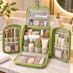Hanging Travel Toiletry Bag – Waterproof Cosmetic & Wash Organizer with Hook, 9.1" × 4.1 "× 8.1"