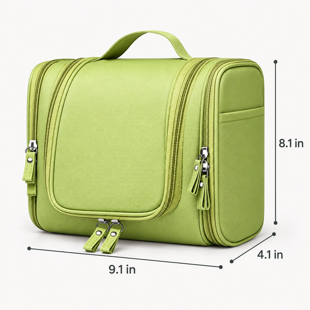 Hanging Travel Toiletry Bag – Waterproof Cosmetic & Wash Organizer with Hook, 9.1" × 4.1 "× 8.1"